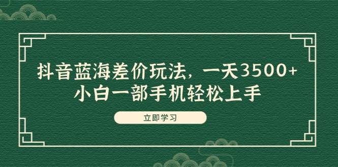 抖音蓝海差价玩法，一天3500+，小白一部手机轻松上手-中创 网赚