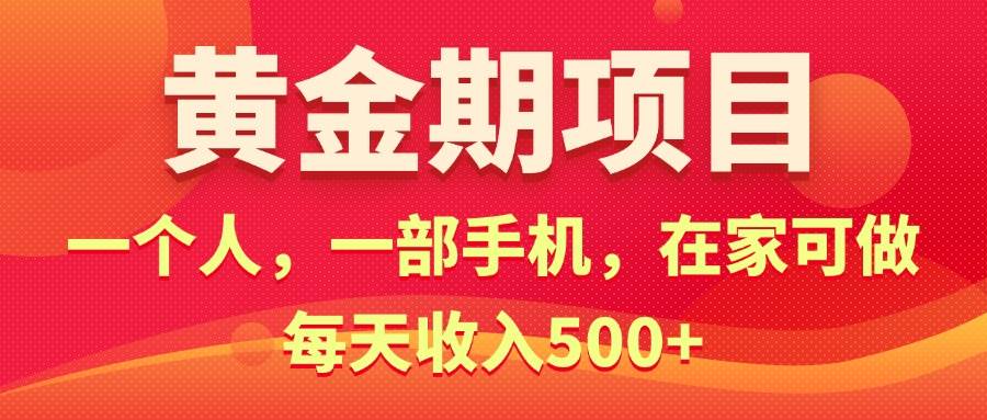 黄金期项目，电商搞钱！一个人，一部手机，在家可做，每天收入500+-中创 网赚