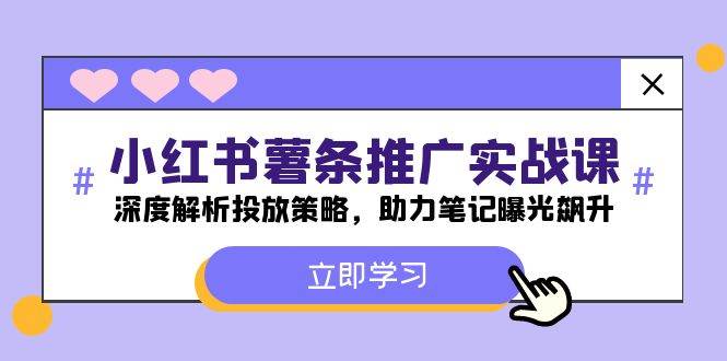 小红书-薯 条 推 广 实战课：深度解析投放策略，助力笔记曝光飙升-中创 网赚