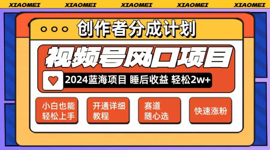 微信视频号大风口项目 轻松月入2w+ 多赛道选择，可矩阵，玩法简单轻松上手-中创 网赚