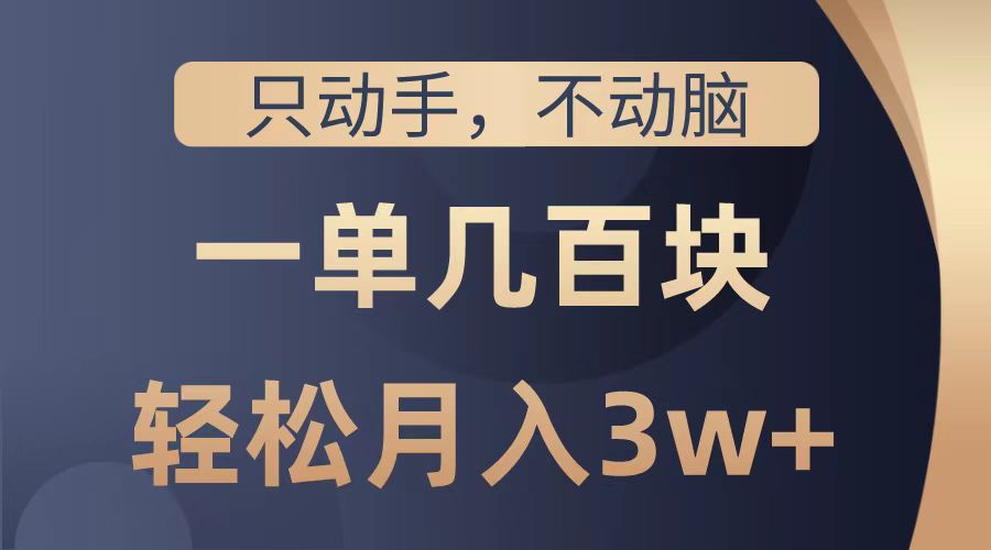 只动手不动脑，一单几百块，轻松月入2w+，看完就能直接操作，详细教程-中创 网赚