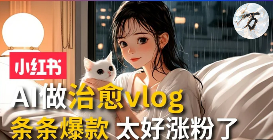 AI治愈系vlog动画视频，小红书7天 涨粉破千，商单报价1500+，0成本制作，日入2000+，有手就会 -中创 网赚