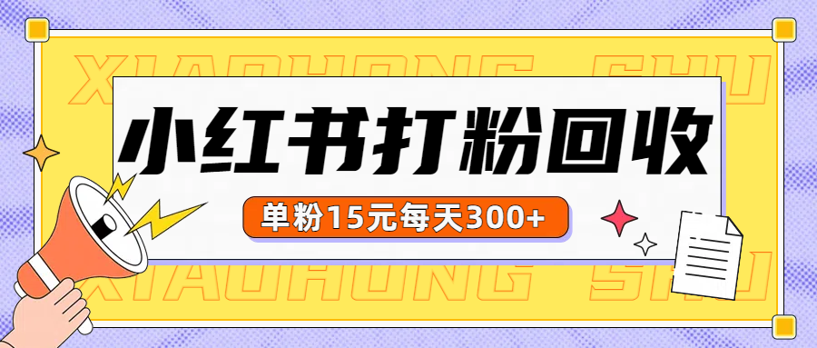 小红书打粉，单粉15元回收每天300+-中创 网赚