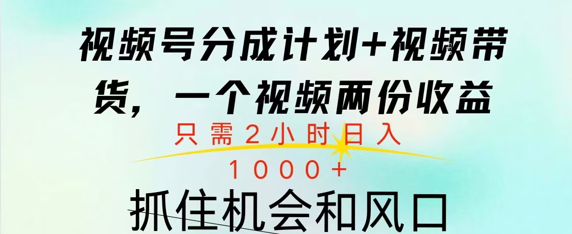 视频号橱窗带货， 10分钟一个视频， 2份收益，日入1000+-中创 网赚