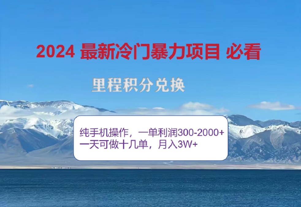 2024惊爆冷门暴利！出行高峰来袭，里程积分，高爆发期，一单300+—2000+，月入过万不是梦！-中创 网赚